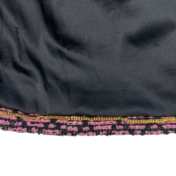 CHANEL Vintage 95A CC Logo Tweed Jacket #38 Pink Black Button Cotton [105548] - Picture 12 of 14